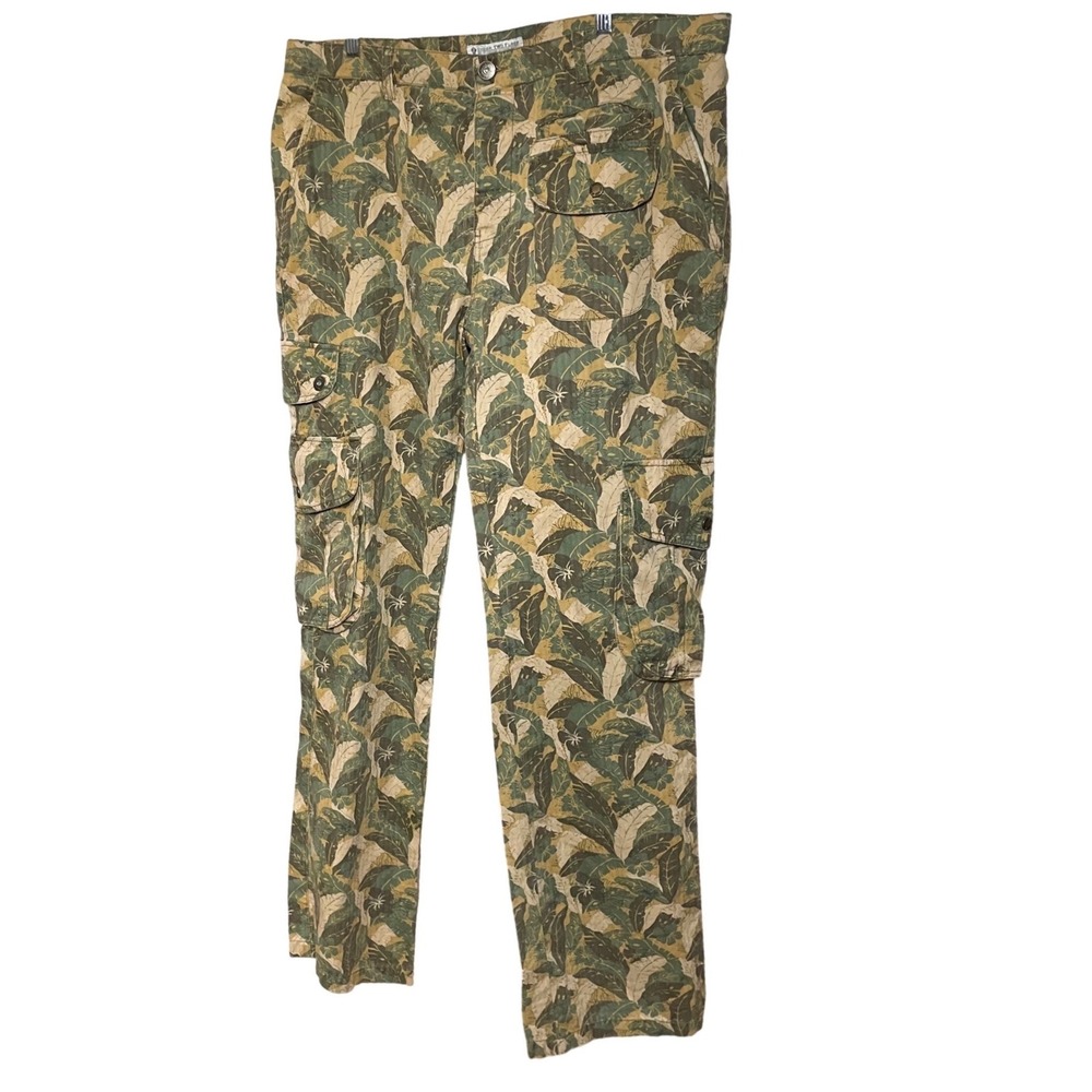 Under Two Flags Men 40x34 (Not 38) Cargo Pants Herringbone Twill Tropical Leaf *